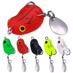 Leurre de pêche en forme de grenouille souple appât rotatif à double crochets flottant accessoire