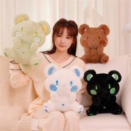 Ours en peluche Kawaii 35CM joli Animal en position assise oreiller en peluche pour poupées