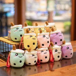 Porte-clés en peluche Bubble Tea Cup pour enfants jouet en peluche doux joli sac à dos Boba