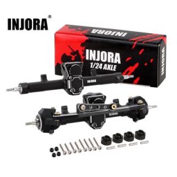 INJORA-Jeu d'essieux avant et arrière CNC en aluminium noir pour 1/24 RC inoler Axial SCX24