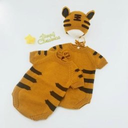 Ensemble de chapeaux de photographie pour nouveau-né 2 pièces tricoté barboteuse tigre bébé