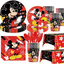 Décorations d'anniversaire Mickey Mouse fournitures de fête gobelets assiettes serviettes