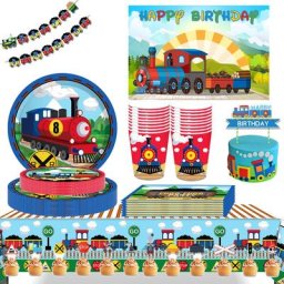 Jeu de train de dessin animé pour fête d'anniversaire ballon de poulet britannique bannière de