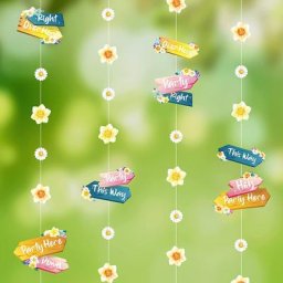 Guirlande de papier florale pour fête de printemps signe de route pays des merveilles bannière de