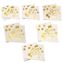 Serviettes Jetables en Papier Or pour ixd'Anniversaire Adulte Fournitures de Décoration pour Homme