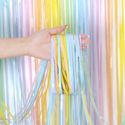Rideau de Pluie à Pampilles en Dégradé Macaron de 2m Décorations Murales de Fond pour