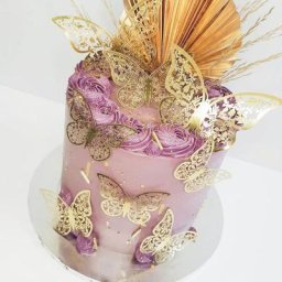 Décoration de gâteau en forme de papillon Simulation de mariage Texture métallique or artisanat