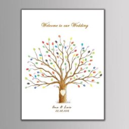 Livre d'Or de Mariage avec Empreintes Digitales Arbre avec Tampon Encreur Peinture sur Toile