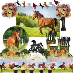 Horse Value-Kit de fournitures de fête assiettes serviettes fourcommuniste ustensiles