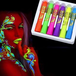 Kit de Crayons Fluorescents pour le Visage et le Corps Marqueur de Maquillage pour Noël 6 Pièces