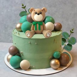 Décoration de gâteau ours en peluche avec cravate verte décoration de gâteau en ballon ours de