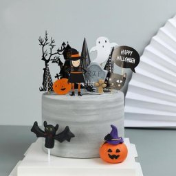 Décoration de gâteau de fête d'Halloween sorcière heureuse chat chauve-souris homme fantôme
