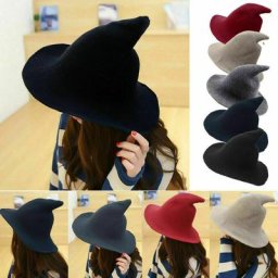 Chapeau de Sorcière d'Halloween en Laine Accessoire de Costume de Robe pour Décoration de ix