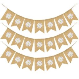 AndrFeel-Guirxiété de Fleurs Blanches en Toile de Jute Banderole pour ixd'Anniversaire d'Enfant