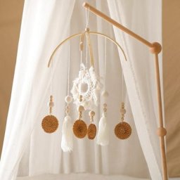 Cloche de lit en bois pour nouveau-né jouet hochet boîte à musique mobile pour bébé support de