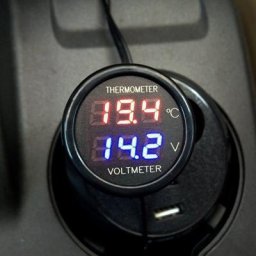 Voltmètre Therye.com numérique LED compteur de température moniteur de tension dans la voiture