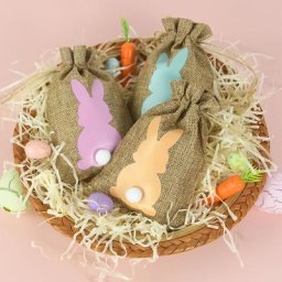 Sacs cadeaux en toile de jute lapin de Pâques avec ficelle de proximité sacs à bonbons en lin
