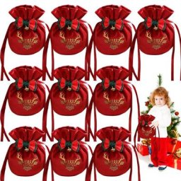 Sac en velours de Noël avec cordon de serrage sacs de proximité joyeux Noël rangement de bonbons