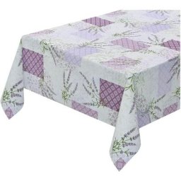 Nappe De Cuisine Antitache Plastifiée Effet Tissu Déperlant Fantaisie de Lavande - 140x220 cm