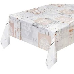 Nappe de Cuisine Anti-taches Plastifiée Dos en Peluche Cirée Coeurs Motif Bois - 120x240 cm
