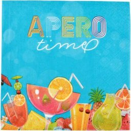 1001kdo Hygiene&beaute - Lot de 20 serviettes en papier apero time 33 cm