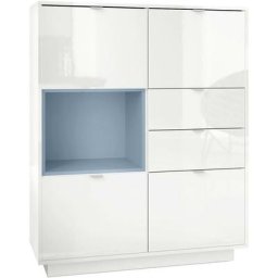 Vladon - Buffet haut Metro Commode Dressoir Crédence Blanc haut brillance insert coloré - Insertion