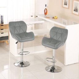 Lot de 2 tabourets de bar chaise de bar gris