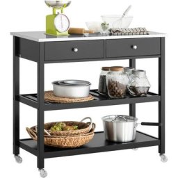 Sobuy - FKW47-SCH Desserte Roulante Chariot de Cuisine de 2 étages avec Grand Plan de Travail en