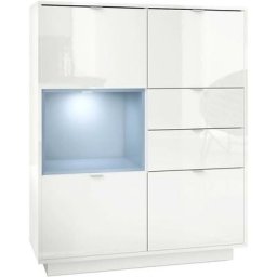 Vladon - Buffet haut Metro Commode Dressoir Crédence Blanc haut brillance insert coloré - Insertion