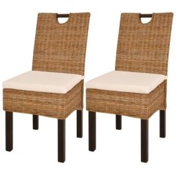 Chaises à manger lot de 2 rotin Kubu bois de manguier Vidaxl n/a