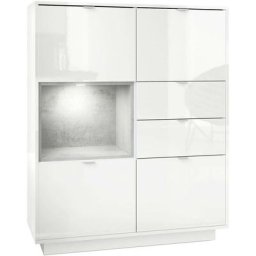 Vladon - Buffet haut Metro Commode Dressoir Crédence Blanc haut brillance insert coloré - Insertion