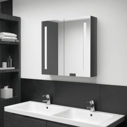 Meuble de salle de bain | Armoire de salle de bain à miroir led Gris brillant 62x14x60 cm