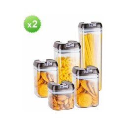 Lot de 5 Boîtes de Conservation Alimentaire avec Couvercles Hermétiques Noirs Ensemble de Récipient