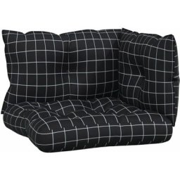 Coussins de palette 3 pcs motif à carreaux noir tissu Oxford vidaXL - Black and white