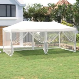 Tente de réception pliable Tonnelle de Jardin - Rapide à Installer avec parois Blanc 3x6 m BV345985