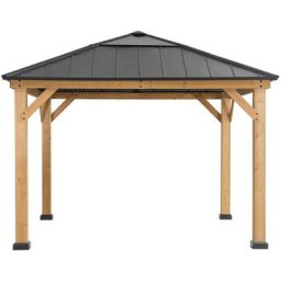 Tonnelle en cèdre pirin anthracite - 336cm x 336cm