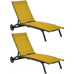 Bains de soleil en aluminium Celio (Lot de 2) - Gris et moutarde