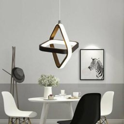 Plafonnier Led Moderne, Suspension Led Design Noir Carrée 22W 3000K Lustre Acrylique Hauteur