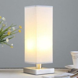 Lindby - Lampe à poser 'Julina' en textile pour chambre à coucher - gris clair, nickel satiné