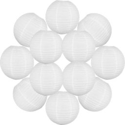 12x Lanterne Papier 40 cm Blanc - Suspension Boule Papier 40 cm (12'') type Lanterne Japonaise pour