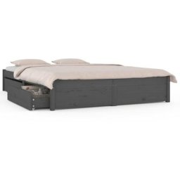 Cadre de lit avec tiroirs Gris 120x190 cm Petit double Vidaxl Gris