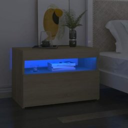 Table de chevet Table d'appoint | Table de nuit à led Chêne sonoma 60x35x40 cm Aggloméré 27632