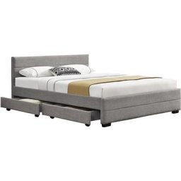 Lit Ivar lin Gris souris 160x200 cm 4 tiroirs - Gris foncé