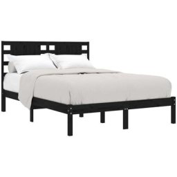 Cadre de lit Noir Bois massif 180x200 cm Super King Vidaxl Noir