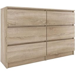 Milan - Commode contemporaine chambre/salon/bureau 30x120x77 cm - 6 tiroirs - Meuble de