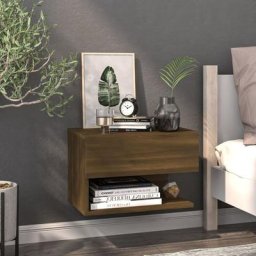 Chic Amoire de lit - maison Table de chevet murale Chêne marron NEUF8035