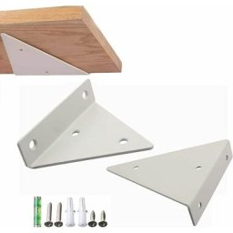 Lot de 2 supports d'étagère en métal en forme de triangle, support d'étagère blanc caché, support