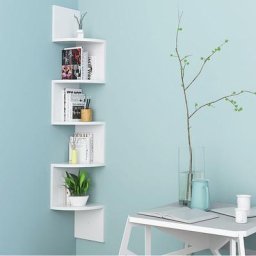 Bathrins - 5 Tier etagères d'angle flottantes rangement de fixation murale pour maison bureau salon