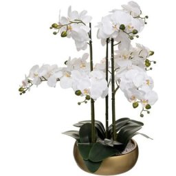 Orchidée Pot Céramique Doré Artificielle h 65 Atmosphera créateur d'intérieur - Doré