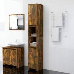 Armoire de bain Chêne fumé 30x30x183,5 cm Bois d'ingénierie,Colonne de salle de bain style